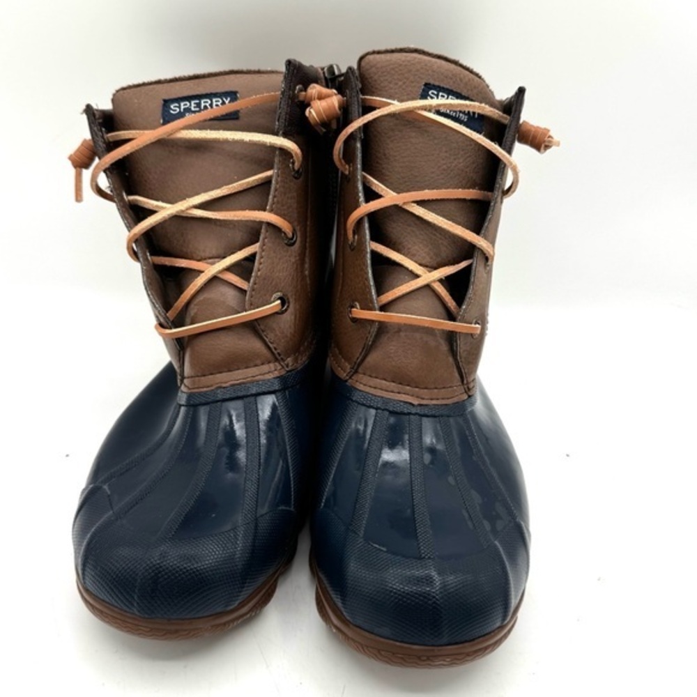 Sperry Kids' Navy and Brown galoshes duck boots, winter boots Rain Boots